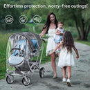 bemece Double Stroller Rain Cover, Weather Shield Double Stroller for Front and Rear Seats Twin Stroller, Baby Outdoor Activities Accessories, Protects Children from Rain, Snow, Wind by TinyTreasures Baby Boutique