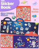 Benresive Reusable Sticker Book for Toddlers 2-4 Years, Fun Travel Stickers for Kids, Waterproof Sticker Books for Toddlers 1-3, Crafts Activities for Todddlers 1-3 2-4 3-5 - Space by TinyTreasures Baby Boutique