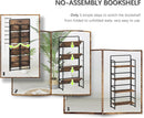 4NM No Assembly Foldable Bookshelf, 4-Shelf Collapsible Bookcase Storage for Small Spaces, 54" H, Rustic Brown and Black by CozyNest Decor