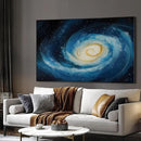 SIGNWIN 46"x72" Extra Large Framed Wall Art Spiral Galaxy Vivid Blue and Yellow Cosmic Space Illustration for Home Living Room Bedroom Decor (Frame Assembly Required) by CozyNest Decor
