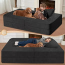 Folding Bean Bag Chair for Adults,3-in-1 Bean Bag Couch Faux Fur Floor Sofa Large Beanbag Convertible Bean Bag Sofa Bed with Pillow in Bedroom,Living Room,Apartment(Twin,Black) by CozyNest Decor