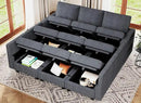 Belffin Corduroy Modular Sectional Sofa 9 Seat Convertible Sectional Sleeper Sofa Bed with Storage Ottomans Modular Sectional Couch Bed for Living Room Dark Grey by CozyNest Decor