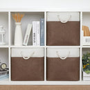 Bidtakay Collapsible Rustic Cube Storage - Brown Cloth Baskets with Handles, 13x13x13 Inch, Set of 3 Fabric Storage Bins by TinyTreasures Baby Boutique