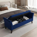 Furniliving Storage Ottoman Bench, Velvet Benches End of Bed Bench with Solid Wood Legs Upholstered Ottoman Bench with Storage Indoor Bench for Living Room with Rolled Arm, Entryway, NavyBlue by CozyNest Decor