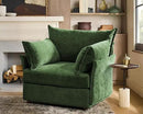 Oversized Accent Chair, Upholstered Modern Sofa Chair with Removable Backrest & Detachable Cover, 24.5" Deep Seat Large Reading Armchair for Living Room Bedroom Office - Chenille Green Set of 1 by CozyNest Decor