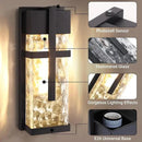 Hammered Glass Outdoor Wall Lantern, Dusk to Dawn Wall Sconce Lighting, 2 Pack Outdoor Light Fixtures, Exterior Porch Light with Waterproof, Modern Wall Lamp for Garage, Doorway, Patio(Bulb Included) by CozyNest Decor