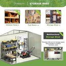 Greesum Outdoor Storage Shed 6 x 8 ft. Utility Tool Shed Metal Storage Garden Shed with Door & Lock for Patio Storage, Brown by GreenHaven Gardens