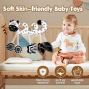 Car Seat Toys for Babies 0-6 Months,Hanging Rattle Toys for Crib Mobile, Baby Spiral Hanging Stroller Black and White High Contrast Toys for Newborn 0 3 6 9 12 Months Baby Boys Girls (Cow) by TinyTreasures Baby Boutique
