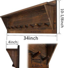 WEBI Coat Rack Wall Mount with Shelf,8 Peg Hooks,34" Long Rustic Entryway Wall Shelf with Hooks Underneath for Hanging Coats,Clothes,Bathroom,Rustic Brown by CozyNest Decor