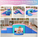 SURPCOS Crawl and Climb Foam Play Set, 6 Pcs Climbing Toys for Toddlers 1-3, Climb and Crawl Activity Playset, Soft Play Equipment Crawling and Sliding (Blue&Pink) 6 peices by TinyTreasures Baby Boutique