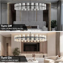 Modern 48 in Black Round Chandelier Light Fixture, Crystal Chandeliers for Dining Room, Living Room, Wagon Wheel Chandelier Over Table Chandeliers for Bedroom,Foyer,Includes 48xG4 Bulbs by CozyNest Decor