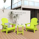 WO Home Furniture Adirondack Chair Table Set of 2 PCS Outdoor Folding Chair w Side Table Weather/UV Resistant for Lawn, Garden, Bon Fire, Balcony (Lime) by GreenHaven Gardens