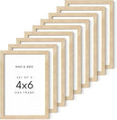 HAUS AND HUES Square Picture Frames 4 x 6 Set of 9 - Photo Gallery Wall Frame Set, Wood 4x6 Frames, 4 x 6 Frames Gallery Wall Set, 4x6 Frame with Mat, Square Frames 4x6 (Beige Oak Frames) by CozyNest Decor