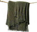 lifein Throw Blanket for Couch, Soft Green Boho Decor Bed Throw,Cozy Knitted Chenille Farmhouse Lightweight Throw for Spring(Olive Green,50 * 60") by CozyNest Decor