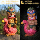 Solar Tiki Statue Flamingos Decor - Tiki Decorations Outdoor for Bar, Patio, Balcony, Yard,Lawn Ornament by GreenHaven Gardens