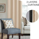 XWZO 100% Blackout Curtain Panels Rod Pocket Thermal Insulated Black Liner, Noise Reducing and Heat Blocking Drapes for Bedroom Windows with Tiebacks, Biscotti Beige, W60 x L84, Set of 2 Panels by TinyTreasures Baby Boutique