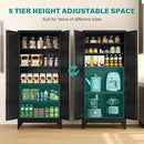 Metal Storages Cabinet with 2 Doors and 5 Shelves,Tall Storage Cabinet,Large Cupboard Closet,Pantry Storage Cabinet for Home,Office,Bathroom,Dining/Living Room (Black, 71" H) by CozyNest Decor
