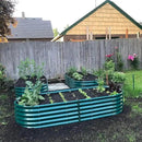 1 Pack 8x3x1.5FT Galvanized Raised Garden Bed Kit Oval Metal Ground Planter Box Outdoor Bottomless Planter Raised Beds for Vegetables Flowers Herbs Fruits, Green by CozyNest Decor