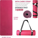 Extra Thick Exercise Yoga Mat with Strap - 2/5 Inch (10MM), Non-Slip Workout Mat for Yoga, Pilates, and Floor Exercises by TinyTreasures Baby Boutique