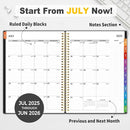 SUNEE Academic Planner 2025-2026 Weekly and Monthly, July 2025-June 2026, 8.5"x11", Tabs, Note Pages, Pockets, Bookmark, Flexible Cover, Spiral Binding, Black by TinyTreasures Baby Boutique