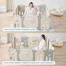Fortella Cloud Castle Foldable Playpen, Baby Safety Play Yard with Whiteboard and Activity Wall, Indoors or Outdoors (Gray, 14 Panel) by TinyTreasures Baby Boutique