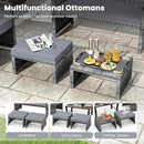 Tangkula 2 Pieces Patio PE Rattan Ottomans, Multipurpose Outdoor Footstool Footrest Additional Seating Side Table with Soft Zippered Cushions for Deck, Garden, and Yard (Gray) by CozyNest Decor