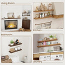 Floating Shelves for Wall Decor, 8 Inch Deep Rustic Solid Elm Wood Floating Shelves Wall Mounted, Wall Shelves with Invisible Bracket for Living Room Bathroom Bedroom Kitchen, 72 Inch Set of 1, Walnut by CozyNest Decor
