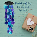 Bellaa 20414 Wind Chimes Outdoor, Garden Decorations, Musical, Indoor/Outside Windchimes, Beach, Ocean Breeze, Gifts for Mom, Gift for All Occasions, Capiz Sea Glass Shells Wood Purple 27 inch by CozyNest Decor