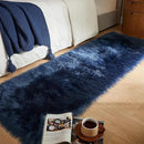AMTOVO Faux Fur Rug, Dark Blue Ultra Soft Fluffy Shag Sheepskin Rug, 2 x 6 ft Runner Area Rugs for Bedroom Sofa Throw Cushion Room Decor, Rectangle by CozyNest Decor