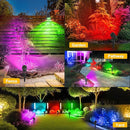 T-SUNUS Solar Spot Lights Outdoor Color Changing 6-in-1, Solar Landscape Spotlights RGB Lighting Waterproof IP65 Wall Lamp 9.8ft Cable for Patio Pathway Yard Garden Holiday (Multi-Color) by GreenHaven Gardens