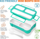 MINI Lunch-Box Snack Containers for Kids | SMALL Bento-Box Portion Container | Leak-proof Boxes for School Work Travel | Best for Adults Boys or Girls | Blue + Orange Set of 2 by TinyTreasures Baby Boutique