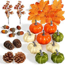 Artmag Pumpkin Decor Set, 25 PCS Fall Artificial Maple Leaves, Harvest Pumpkins, Acorns, Pine Cones and Orange Berry Stems Decorations for Fall Thanksgiving Table Decor by CozyNest Decor