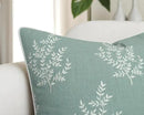 VAGMINE Embroidered Leaves Throw Pillow Cover - 20x20 Inches Square - 100% Cotton Light Teal Cushion Cover - Elegant Leaf Embroidery - Soft Boho Accent for Sofa, Lounge, Contemporary Décor by CozyNest Decor