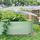 Vego garden 32" Extra Tall Raised Garden Bed Kits, 10 in 1 Modular Raised Planter Box for Vegetables Flowers Fruits Oval Metal Raised Garden Bed- Olive Green by GreenHaven Gardens