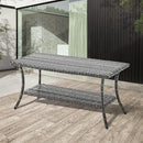 Patio Tables Outdoor Coffee Table - Wicker Rattan Coffee Tables with 2-Tier Storage Shelf Side Table for Porch Deck Balcony Garden Outside Rectangle Mixed Grey by GreenHaven Gardens