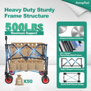 SUNNYFEEL Heavy Duty Collapsible Outdoor Utility Wagon Cart 500LB Capacity Adjustable Handlebar,Foldable Beach Wheels Stable Durable Oxford Fabric for Shopping Garden Camping (Red, Double Deck) by GreenHaven Gardens