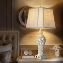 32" Tall Table Lamps Set of 2 - Bedside Lamp with Fabric Shades - for Bedroom and Living Room with USB and Nightlight - Perfect for Nightstands and Bedrooms - Bulbs Included by CozyNest Decor