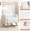Rocking Chair with Ottoman, Upholstered Nursing Glider Rocker with High Backrest and Side Pocket, Comfy Reading Chair with Solid Wood Legs for Nursery/Living Room/Bedroom White by TinyTreasures Baby Boutique