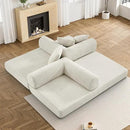 Convertible Sleeper Sofa Bed with Pillow, 4-in-1 Corduroy Folding Mattress Couch with Fixed-Shape Frame, Fold Out Floor Sofa Cama Lounge Couch for Living Room Bedroom Studio, Beige White by CozyNest Decor