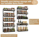 X-cosrack Wall Mount Spice Rack Organizer 5 Tier Height-Adjustable Hanging Spice Shelf Storage for Kitchen Pantry Cabinet, Dual-Use Seasoning Holder Rack with Hooks, Black-Patented by CozyNest Decor