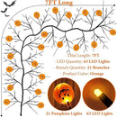 7 Ft 63 LED Halloween Decorations Willow Vine Twig Garland with 8 Modes Timer 21 Pumpkin Orange Lights, Halloween Garland with Waterproof Battery Operated for Indoor Wall Fireplace Decorations by CozyNest Decor