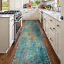 Washable Area Rugs 2'x8' Non-Slip Modern Abstract Soft for Living Room Entryway Bedroom Nursery, Print Pattern, Teal Blue Green Orange Rust Red Colorful by TinyTreasures Baby Boutique