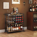 Lifewit Bar Cart for The Home, 3 Tier Drink Cart with Lockable Wheels, 12 Wine Rack and 3 Rows Glass Holders, Liquor Serving Cart for Kitchen Dining Livingroom, 31.6" x 13.1" x 33.9", Rustic Brown by CozyNest Decor