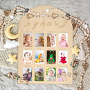 My First Year Photo Display Wood Board Baby's First Year Photo Frame Milestone Board 12 Months Baby Picture Frame 1st Birthday Nursery Decorations for Boy Girl Baby Keepsake Gift for Mom (2" x 3" photos - Wallet Size) by TinyTreasures Baby Boutique