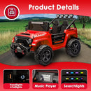 24V 2 Seater Ride On Truck with Remote Control 4WD Electric Car for Kids Ride On Car Battery Powered Ride On Toy Car with Music Player, LED Lights, Bluetooth, Rear Shock Absorber, Red by TinyTreasures Baby Boutique