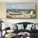 amatop Giant Framed Beach Wall Art Large Nautical Seaside Canvas Print Flower Boat Ocean Horizontal Landscape Picture Sea Birds Artwork for Coastal Farmhouse Living Room Bedroom Office Decor 58×29 Inch by CozyNest Decor