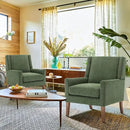 COLAMY Modern Wingback Living Room Chair, Upholstered Fabric Accent Armchair, Single Sofa Chair with Lounge Seat and Wood Legs for Bedroom/Office/Reading Spaces, Green by CozyNest Decor