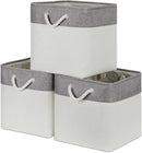 Bidtakay Fabric White Baskets for Shelves Set of 3 Cube Storage Large Organizer Bins 13x13 Closet Storage Bins for Home Office Nursery Collapsible Storage Bins for Organization by TinyTreasures Baby Boutique