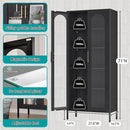 71" Tall Display Cabinet, 5-Tier Bookshelf with Doors & Adjustable Shelf, Modern Storage Cabinets Ideal for Book, Wine, Collectibles, Free Standing Bookcase for Home, Office, Living Room by CozyNest Decor