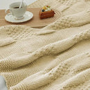 Amélie Home Chenille Knit Throw Blanket for Couch, Checkered Texture Decorative Soft Blanket for Sofa, Bed & Living Room, 50"x60", Beige by CozyNest Decor